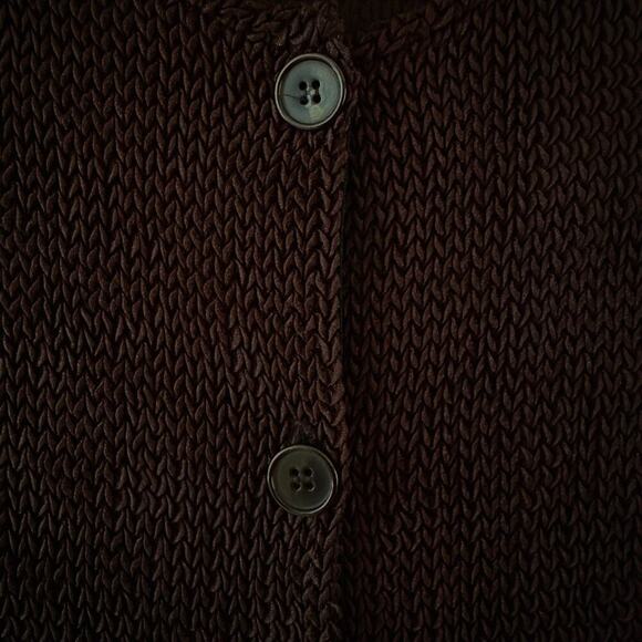 Vtg 90s Black Open Knit Button-up Cardigan Old Money Coastal Grandmother - Large - Picture 2 of 11